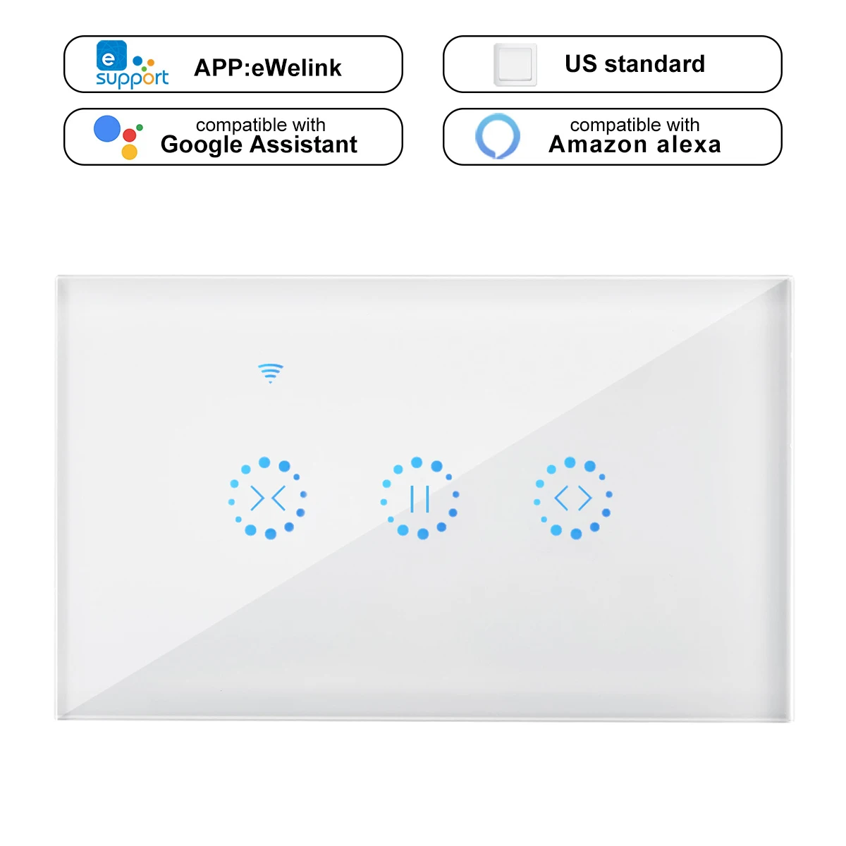 Умный дом США/ЕС, WiFi, электрические сенсорные жалюзи, переключатель занавесок, приложение Ewelink, голосовое управление от Alexa Echo для механических ограничительных жалюзи - Цвет: US Type White