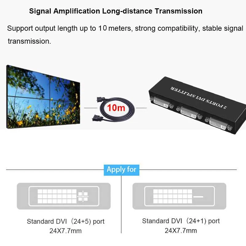 1x2/1x4 Port DVI Splitter 1 in 2 Out/ 1 in 4 Out Split 1 Video Signal to 2 /4 Displays with eu or us or uk or au power adapter