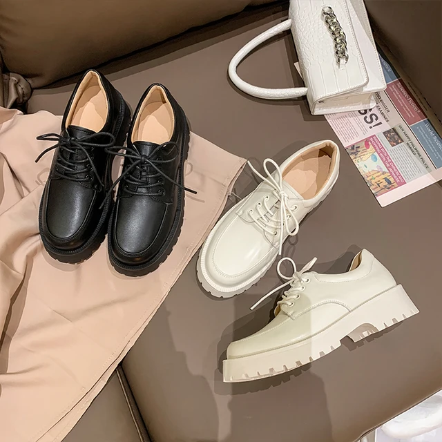 AIYUQI Women Shoes Genuine Leather New Spring British style White Women's loafers Round Toe Casual Platform Shoes Women 4