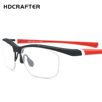 

HDCRAFTER NewTR90 Glasses Frame Men Outdoor Sports Ultralight Eyewear Half Frames Myopia Optical Prescription Spectacle