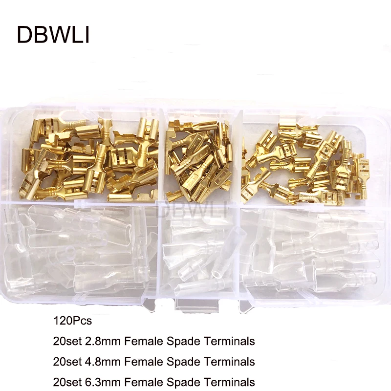 120 pcs Gold 120/320 шт./компл. утепленная мобильное радио VHF провода обжимных разъёмов, коннекторов для 2,8/4,8/6,3 мм лопата с разъемами «Мама» и «комплект - Цвет: 120 pcs Gold