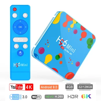 

H96 Mini Android 9.0 TV Box Allwinner H6 Quad Core 6K H.265 Wifi Bluetooth HD Youtube Set top box 4GB 32GB Box