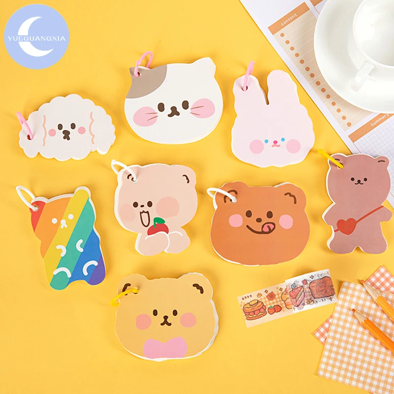 

YueGuangXia 8 Designs Rainbow Lovely Bear Kawaii Cat Stationery Notes Portable Notepad School Office Supply Papeleria 80 pages