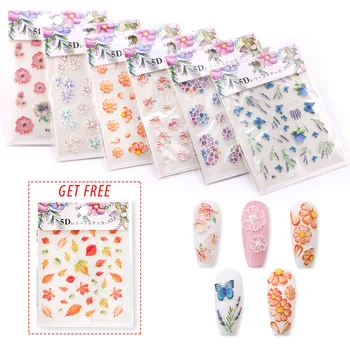 

Buy 1 get 1 free 5D Nail Art stickers Maple Shape Self Adhesive DIY Transfer Nail Decoration Acrylic Engraved Natural Design
