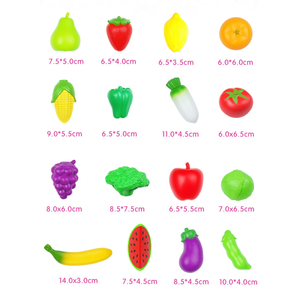 16Pcs/Set Kids Miniature Fruit Vegetable Food Pretend Cutting Play Education Kids Toy Pretend Play Toy