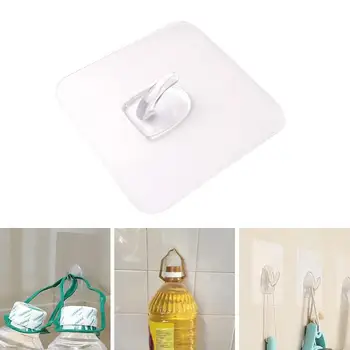 

1 Hook Wall Hook Transparent Strong Self-adhesive Door Silicone Storage Hanging Creative Kitchen Bathroom Accessories