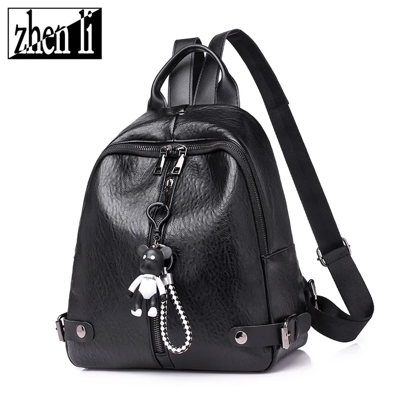 

Women Casual Women Backpack PU Leather School Backpack For Teenager Girls Travel Backpack Vintage Solid Shoulder Bags