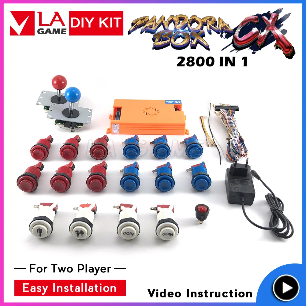 

Pandora box cx 2800 games in 1 happ type buttons 2 players joystick arcade diy kit led parts button