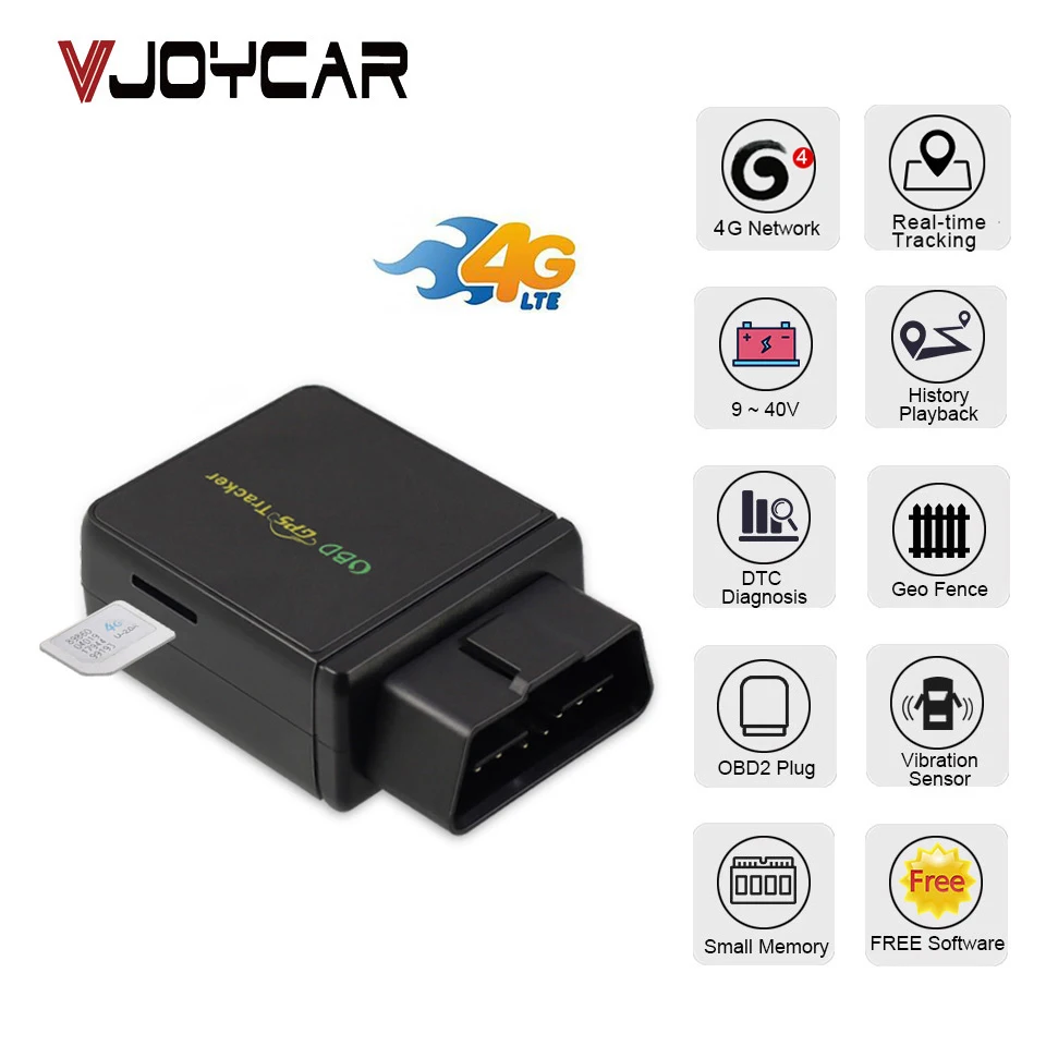 VJOYCAR T830G 4G GPS OBD трекер Автомобильный Google карты датчик движения превышение