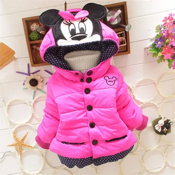 

Baby Boys Hooded Jacket For Girls Coat Plus Minnie Cartoon Lovely Winter Keeping Warm Hooded Thick Children Clothes