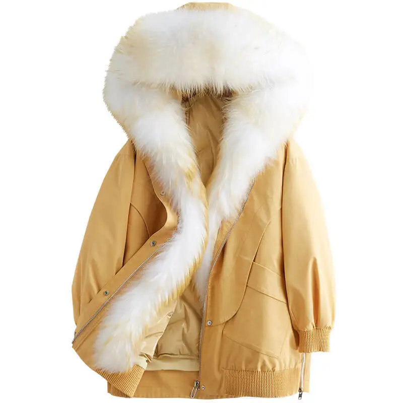 

2020 New Fault Code Send Overcome Overcoat Girls Long Fund Removable Raccoon Hair Lead Leather And Fur Loose Coat