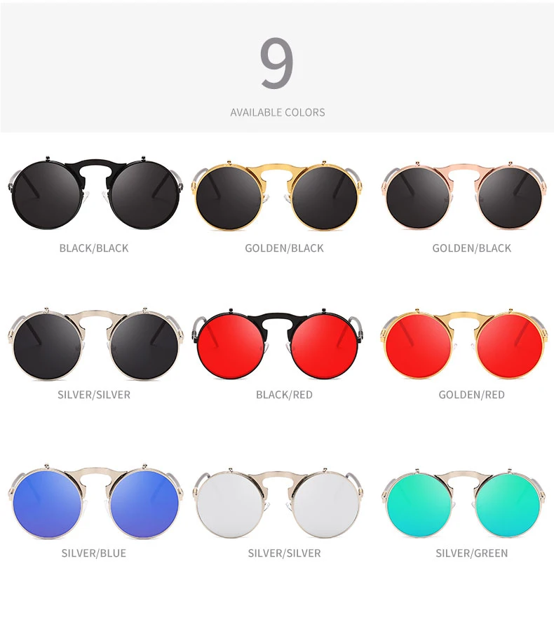 MOLNIYA, новинка, стимпанк, солнцезащитные очки, круглые, металлические, OCULOS De Sol, для женщин, стиль ретро, флип, круговой, двойной металл, солнцезащитные очки для мужчин