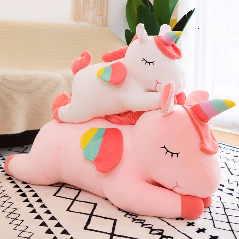 Kawaii 25 80 см лежащий Единорог Мягкие игрушки животные куклы Лошадь плюшевые для