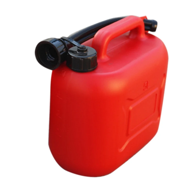 5L Car Fuel Tank Can Spare Plastic Petrol Gas Container Anti-Static Fuel Carrier with Pipe for Car Travel