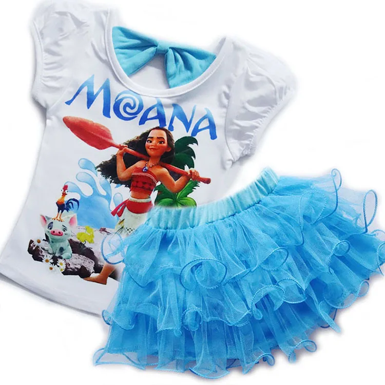Moana/летние вечерние платья принцессы с изображением океана для маленьких девочек, платье с рисунком Моаны для детей, От 3 до 12 лет Одежда для девочек футболка+ короткая юбка