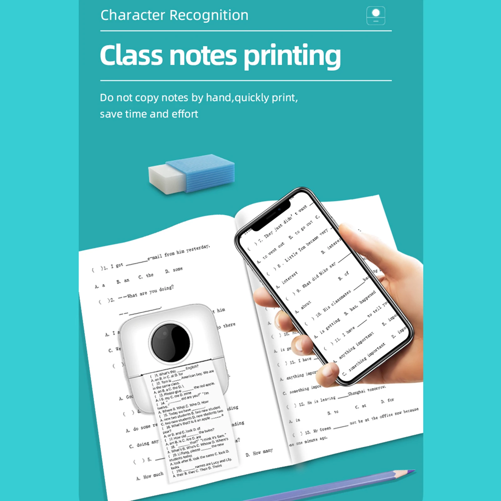 X5 Thermal Photo Printer Pocket Label Maker 200dpi Wireless Receipt Printer for Work Plan Memo Study Note Lists Journal Printing