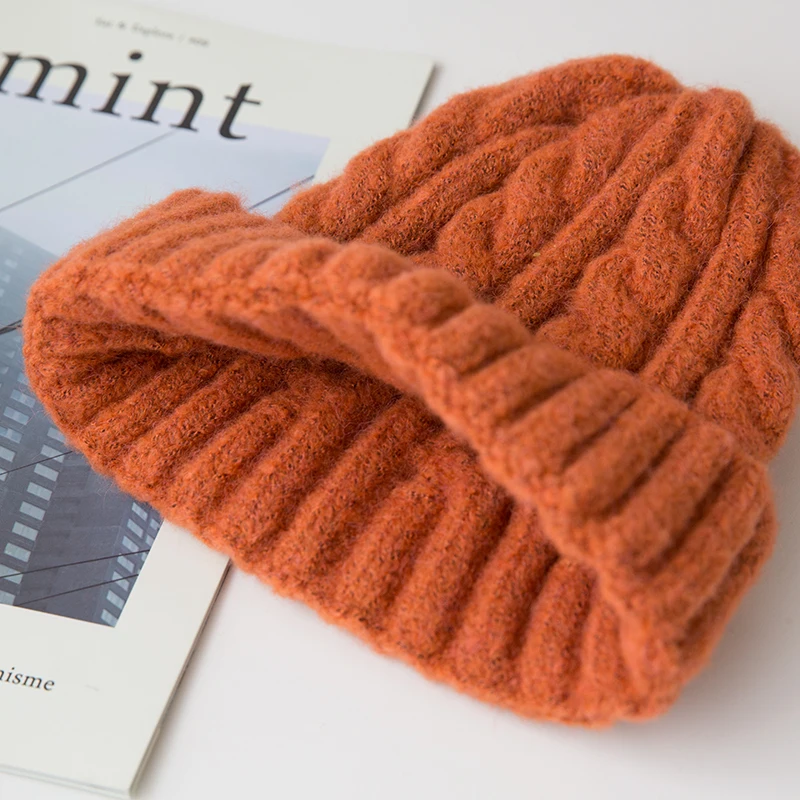New Candy Colors Knitted Hats For Women Kpop Style Twist Woolen Beanie Hat Autumn And Winter Female Cap Keep Warm Winter Hat 5