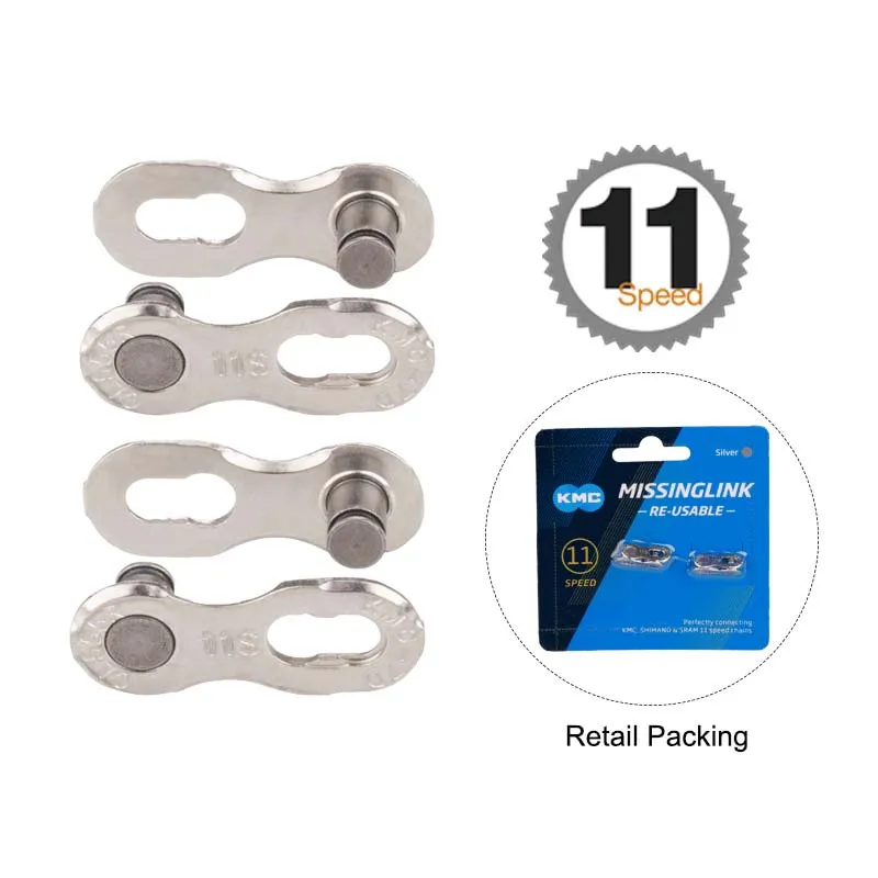 11S Silver 2Links KMC велосипед 11 скоростной цепи W/оригинальные MissingLinks разъемы X11 серии X мост опционально серебряные золотые полые пластины/Pin - Цвет: 11S Silver 2Links