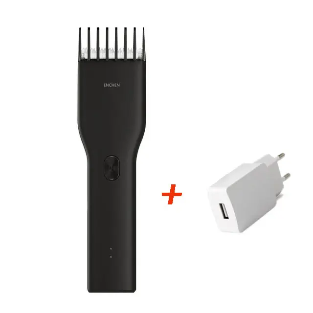 Xiaomi Enchen Boost USB электрическая машинка для стрижки волос керамическая режущая головка две скорости Быстрая зарядка триммер для волос для детей - Цвет: Black Add EU plug