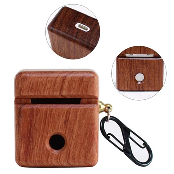 

For AirPods Hard Case Protective Solid Wood Cover Case Shockproof Case For Apple Headphone Charging Box Case With Ornaments