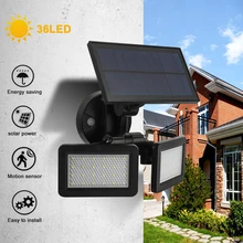 48 Светодиодный Солнечный свет двойной головы радар прожектор с датчиком уличные садовые на солнечных батареях огни водонепроницаемый супер яркий ярд светодиодный настенный светильник
