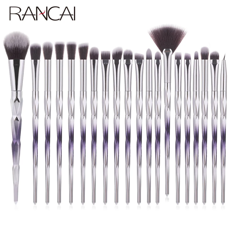 

RANCAI 20pcs Makeup Brushes Set Foundation Powder Blush Eyeshadow Sponge Brush Soft Hair Cosmetic Brushes Tools with Leather Bag
