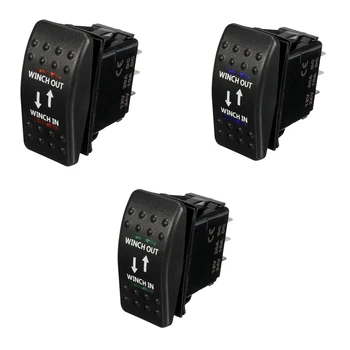 

12V 20A Winch In Winch Out ON-OFF-ON Rocker Switch 7 Pin LED blue