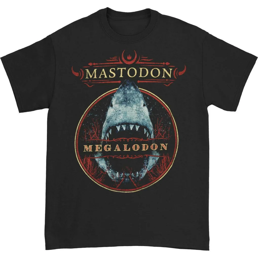 Mastodon Мужская футболка Megalodon Circle черная новая трендовая |