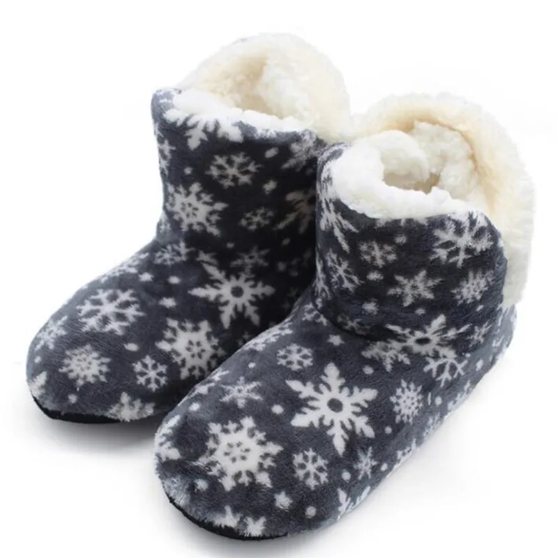 Домашние женские ботинки; домашняя обувь на меху; женская зимняя обувь со снежинками без застежки; Рождественская Дамская обувь; Femme#40