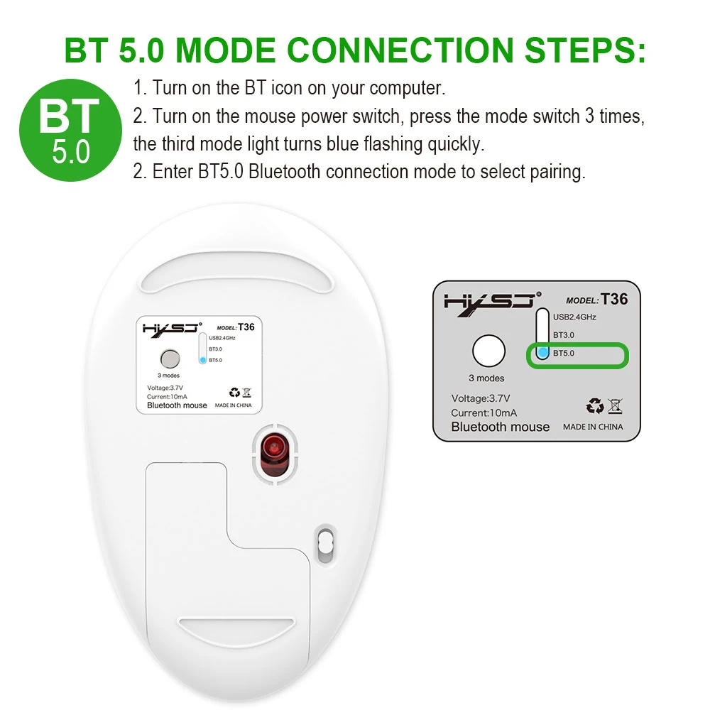 Мышь Компьютерная VicTsing XY881 2 4 ГГц Bluetooth 5 0/3 0 1600DPI|Мыши| |