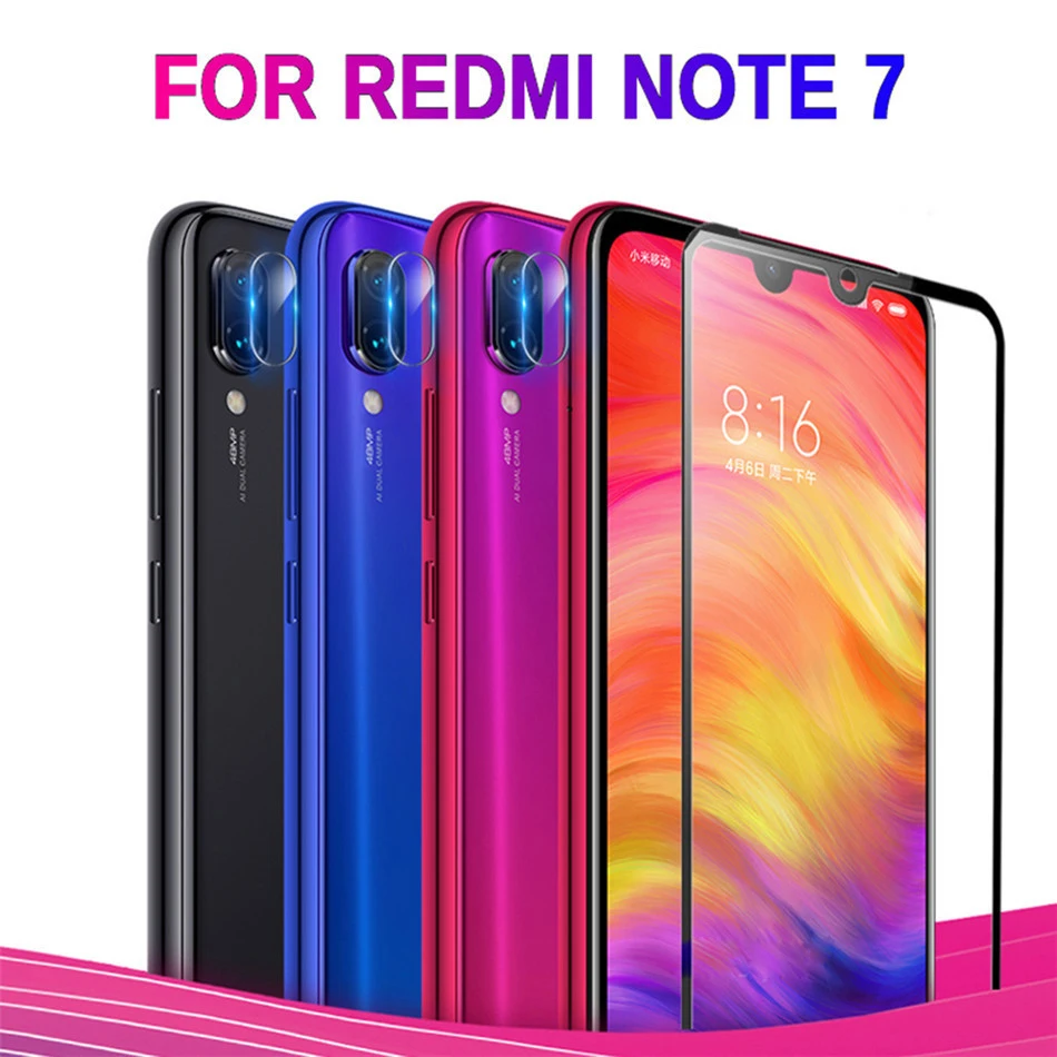 2-в-1 закаленное Стекло для Xiaomi redmi note 7 8 Pro 7A полный Экран протектор Камера защитная пленка Стекло на redmi note 7 8 Pro Стекло