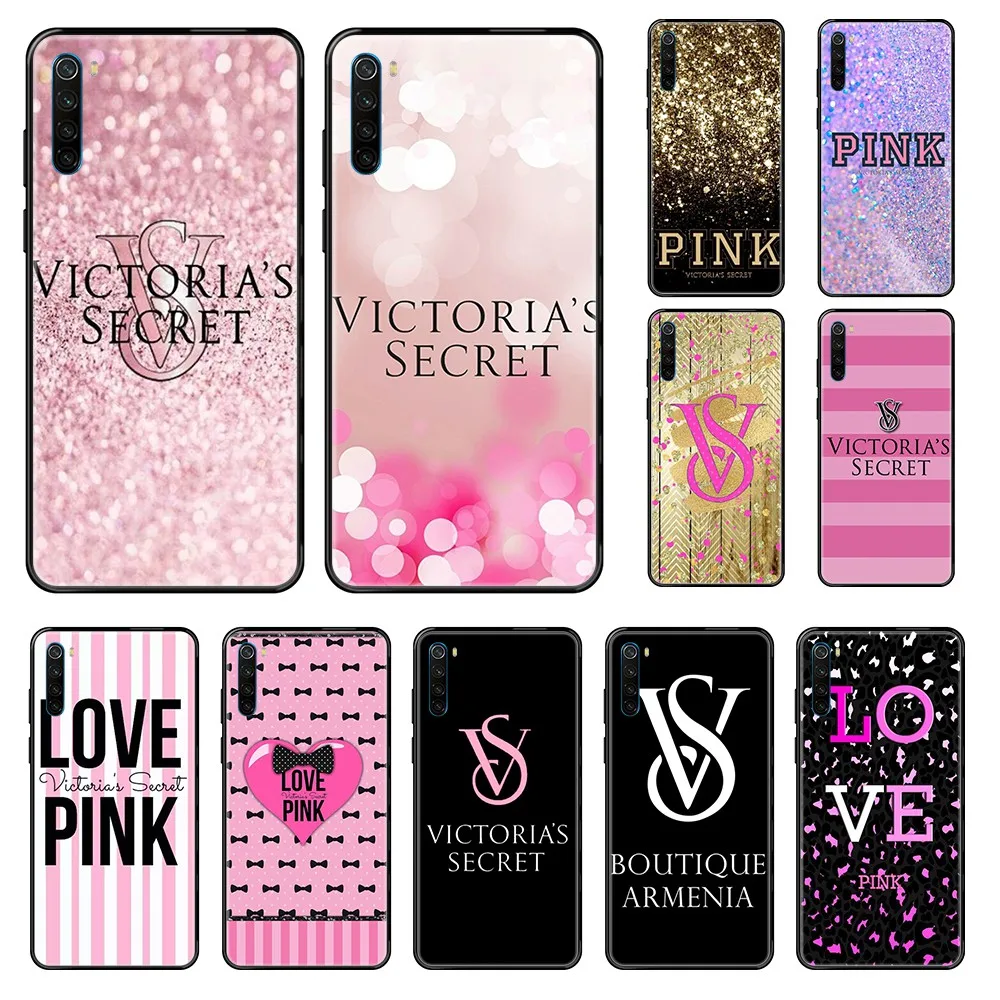 

love pink Victoria silicone tpu shell Etui black Phone case For Xiaomi Redmi Note S2 4 5 6 7 8 A S X Plus Pro