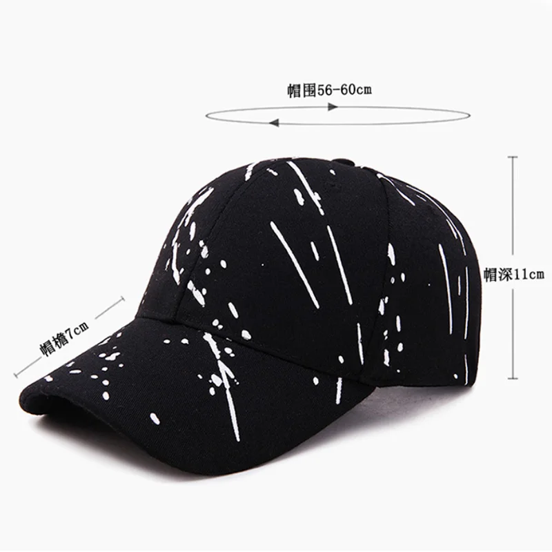 Trendy Adult Baseball Cap Korean Art Print Men and Women Sun Visor Baseball Cap Hat Sunscreen Fashion Adjustable Cap Black White