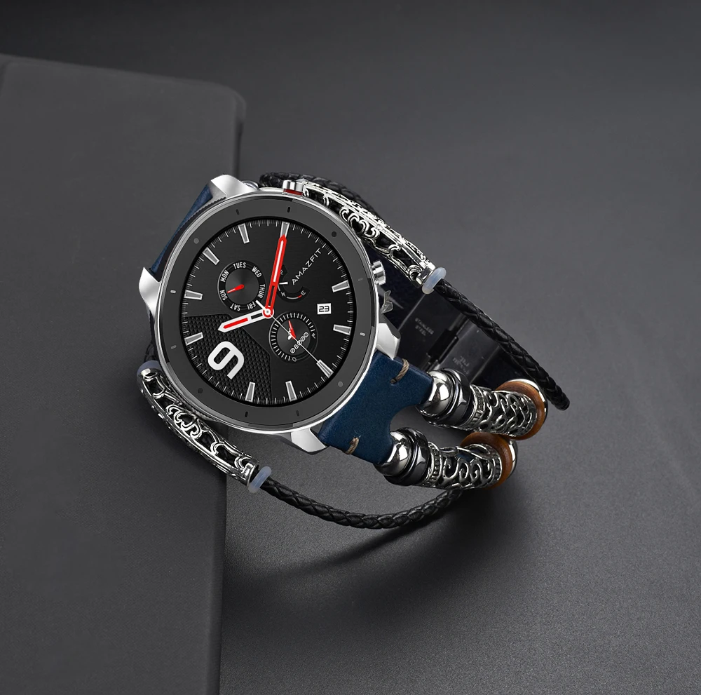 UEBN 20 мм 22 мм для samsung gear S2 S3 кожаный Ретро ремешок DIY браслет для Huami ремень Amazfit GTS/GTR 42 мм 47 мм/Bip Ремешки для наручных часов