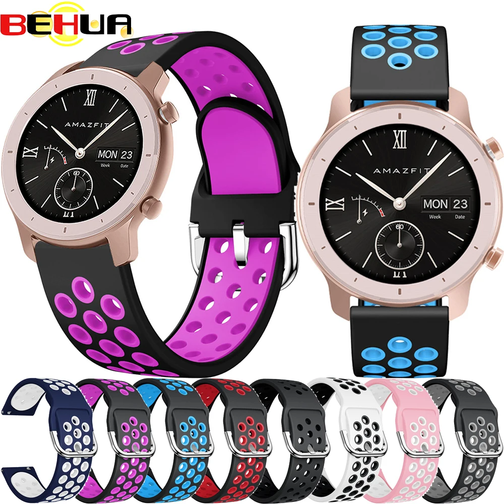 Спортивный силиконовый ремешок для часов Xiaomi Huami Amazfit GTS/GTR 42 мм/Bip Lite Youth Smart Watch