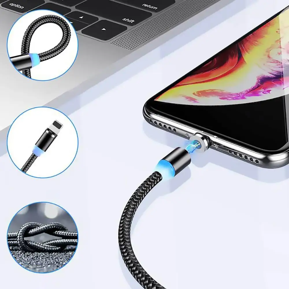 Новая технология Android iPhone TYPE-C Магнитный кабель передачи данных нейлоновая оплетка прочная быстрая зарядка Micro USB C Магнитный Кабель зарядного устройства