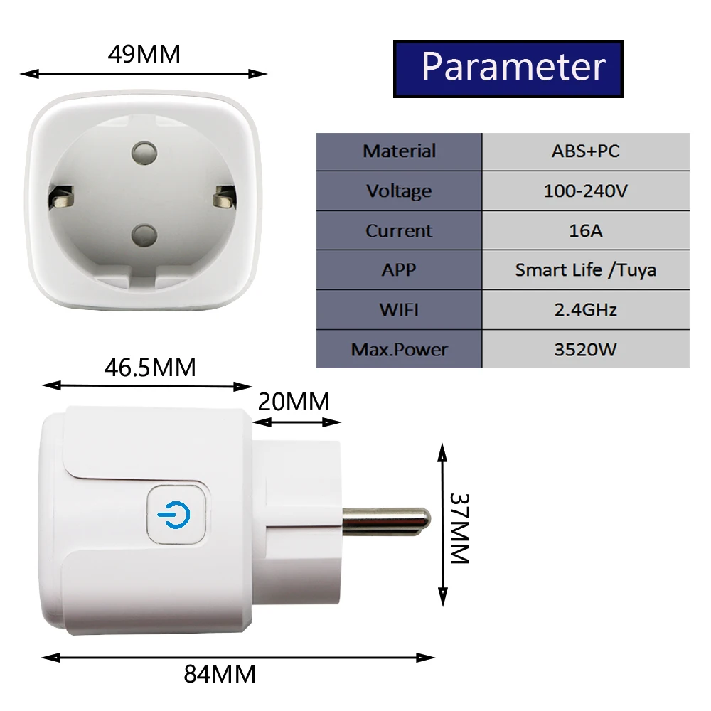 Smart Wifi Power Plug EU 16A 3680W With Power Monitor Timing Smart Home Wireless  Socket Outlet Works With Alexa Echo Google Home - AliExpress