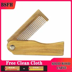 1pc Sandalwood Folding Comb Is Easy To Carry, Hair and Hair Anti-static Natural Wooden Comb Men's Beard Comb