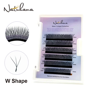 

NATUHANA Korea PBT 3D W Shape Automatic Flowering Eyelashes W Style Volume Fans Individual Natural False Lashes for Extension