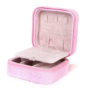 

Portable Earring Ring Necklace Bracelet Jewelry Box Case Organizer Pink