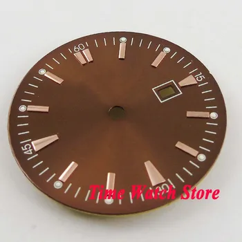 

34.8mm coffee watch Dial date window golden marks fit for MIYOTA 8215 821A DG 2813 4813 Movement D65