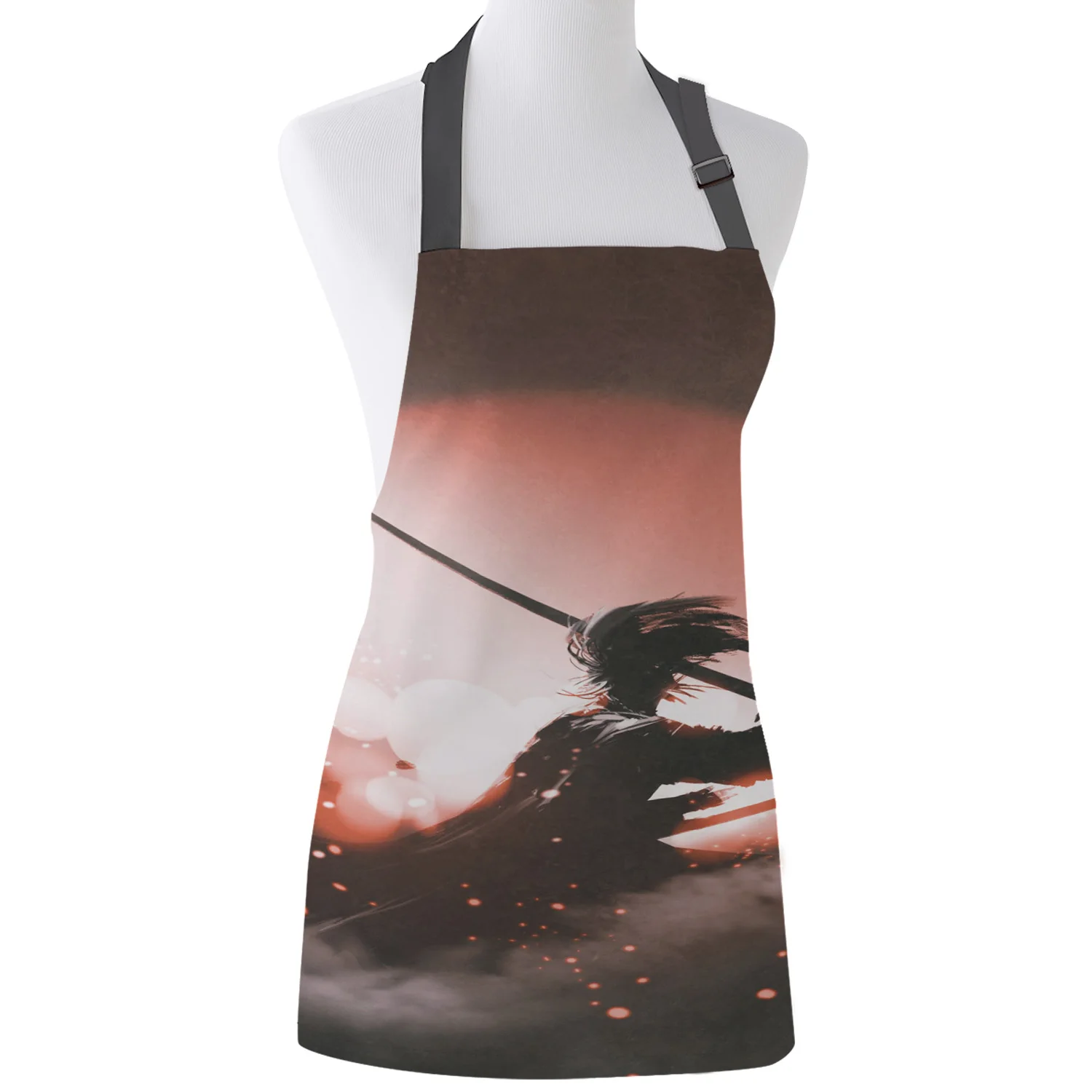Kitchen Apron Japanese Samurai Adjustable BBQ Bib Canvas Aprons For