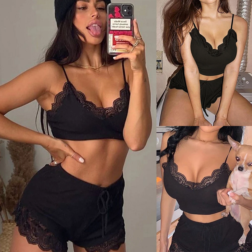 2020 Women Hot Shorts Women Fashion Summer Skinny Short Lace Elastic Waist Patchwork Casual Ladies Drawstring S-L Hot Shorts