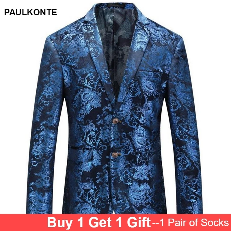 PAULKONTE Pattern Printing Mostly Male Dress Jacket Business Casual Suit Jacket Simple Slim Fit Male Blazer Classic Men's Jacket PAULKONTE Pattern Printing Mostly Male Dress Jacket Business Casual Suit Jacket Simple Slim Fit Male Blazer Classic Men's Jacket