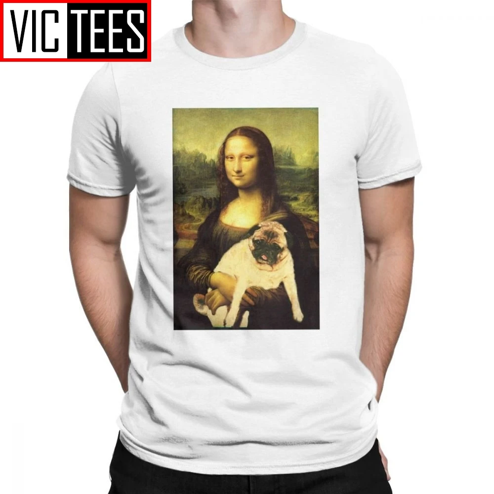 

Mona Lisa T Shirt Pug Dark Lord Joconde Artist T-Shirts Men Short Sleeved 2019 Fashion Tees Purified Cotton Tops Print