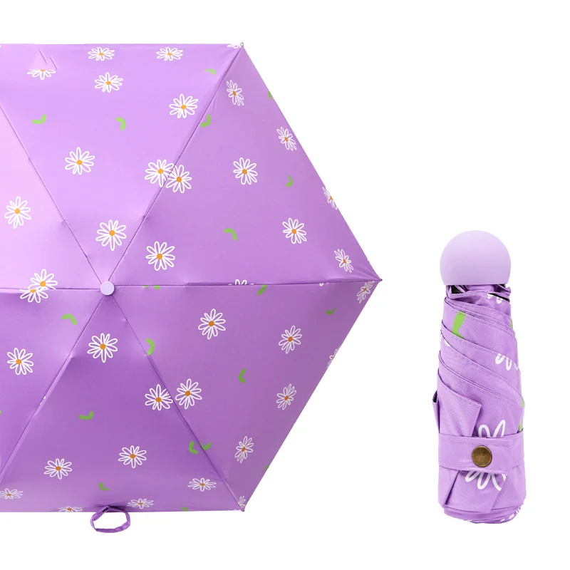 Женский мини-зонт складывающийся в карман черное пластиковое покрытие анти-УФ зонтик портативный дорожный Зонт 5 раз непогодный зонт - Цвет: 3