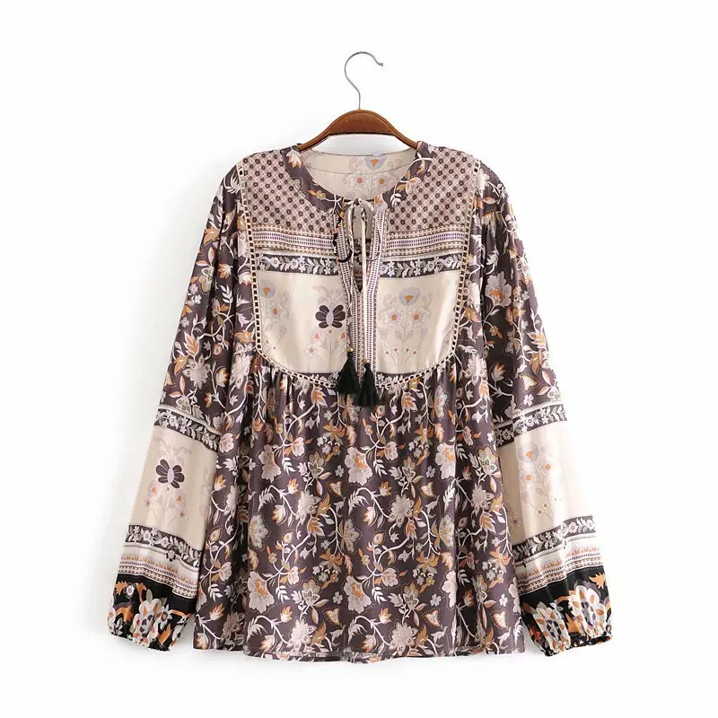 2020 Autumn Womens New 2 Piece Set Dress Lacing Up Fashion Long Cotton Dress Long Sleeve Floral Tassel Classic Midi Dress Mujer