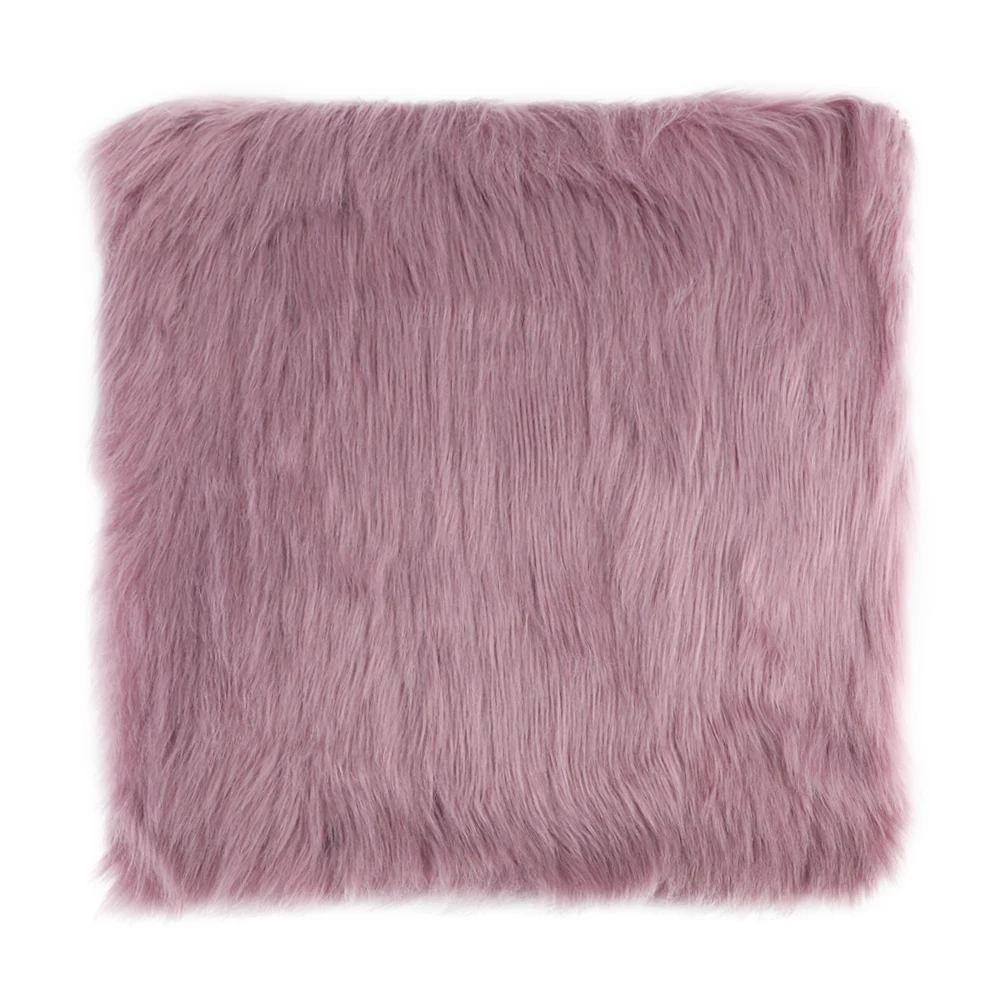 Чехол для стула из искусственной овчины, разноцветная теплая шерстяная ковровая подушка для сиденья, длинная кожа, мех, простые пушистые коврики, моющиеся - Цвет: Light purple 40x40cm