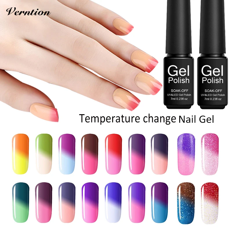 Verntion Nail 2017 меняющий температуру Гель-лак для ногтей СВЕТОДИОДНЫЙ УФ-лак