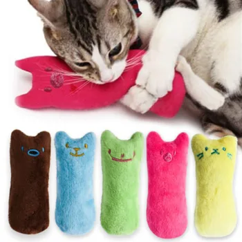 

2Pcs Teeth Grinding Catnip Toys Funny Interactive Plush Cat Toy Pet Kitten Chewing Vocal Toy Claws Thumb Bite Cat Mint for Cats